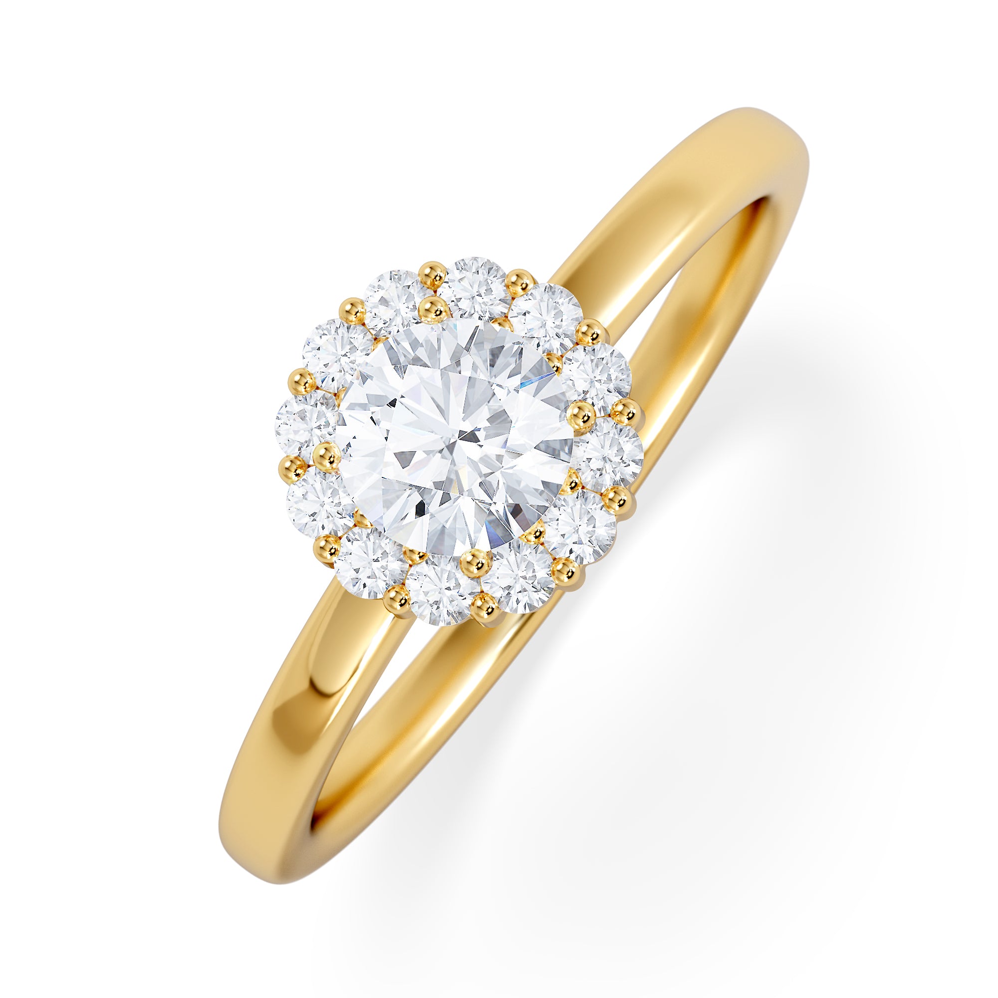 The Fleur Halo 0.50ct Round Cut Lab Diamond Ring in 18K Gold Vermeil